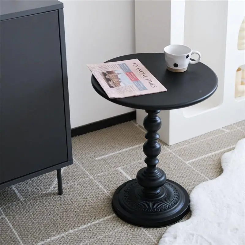 Industrial Metal Vintage Small Round Coffee Side Table Sofa End Table Accent Nightstand Living Room Balcony Patio Black White