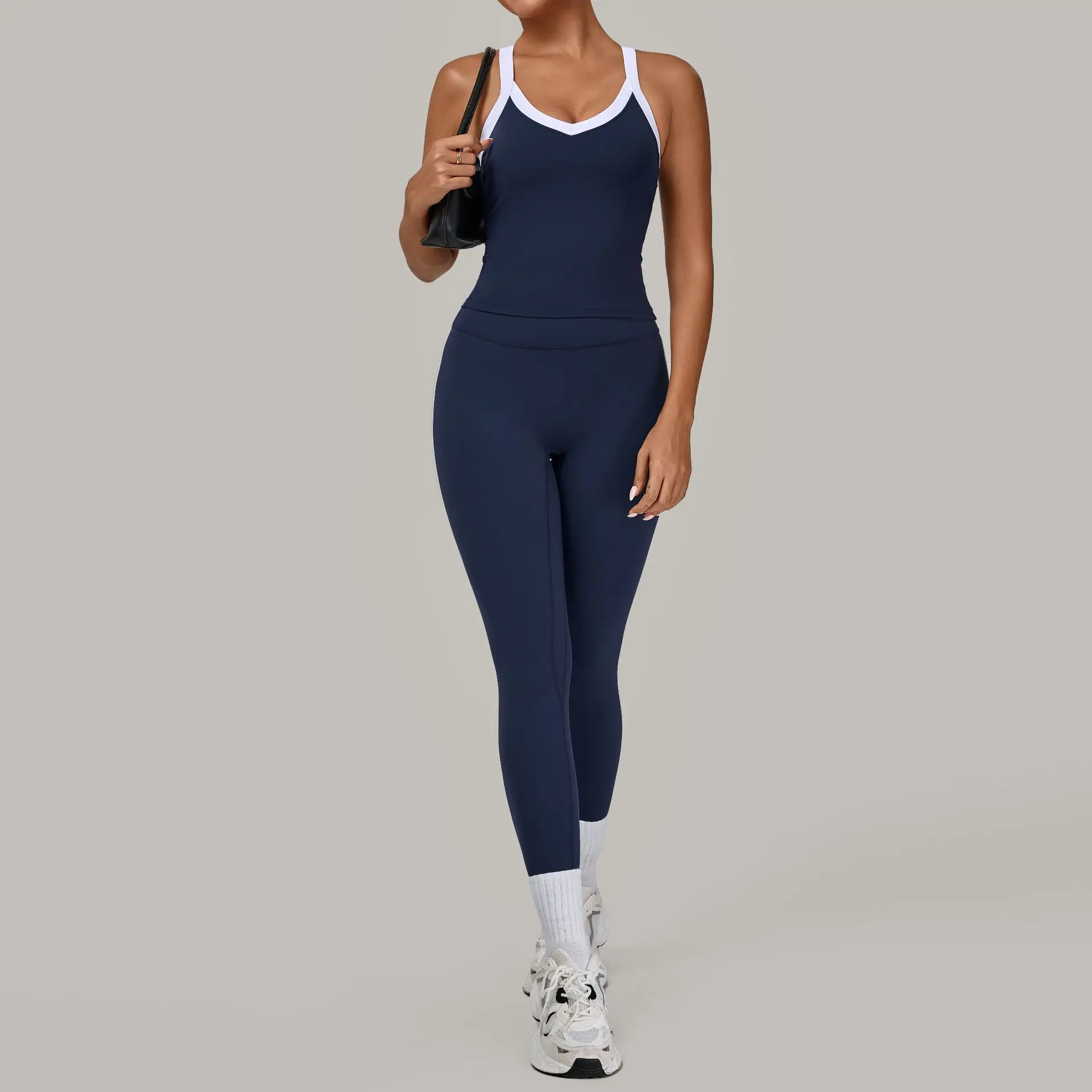 

Women's 2-piece Set Yoga Suit Sports Fitness Tight Nude Breathable Pant Sports Vest Suit Outdoor Workout Gym Leggings Sportswear