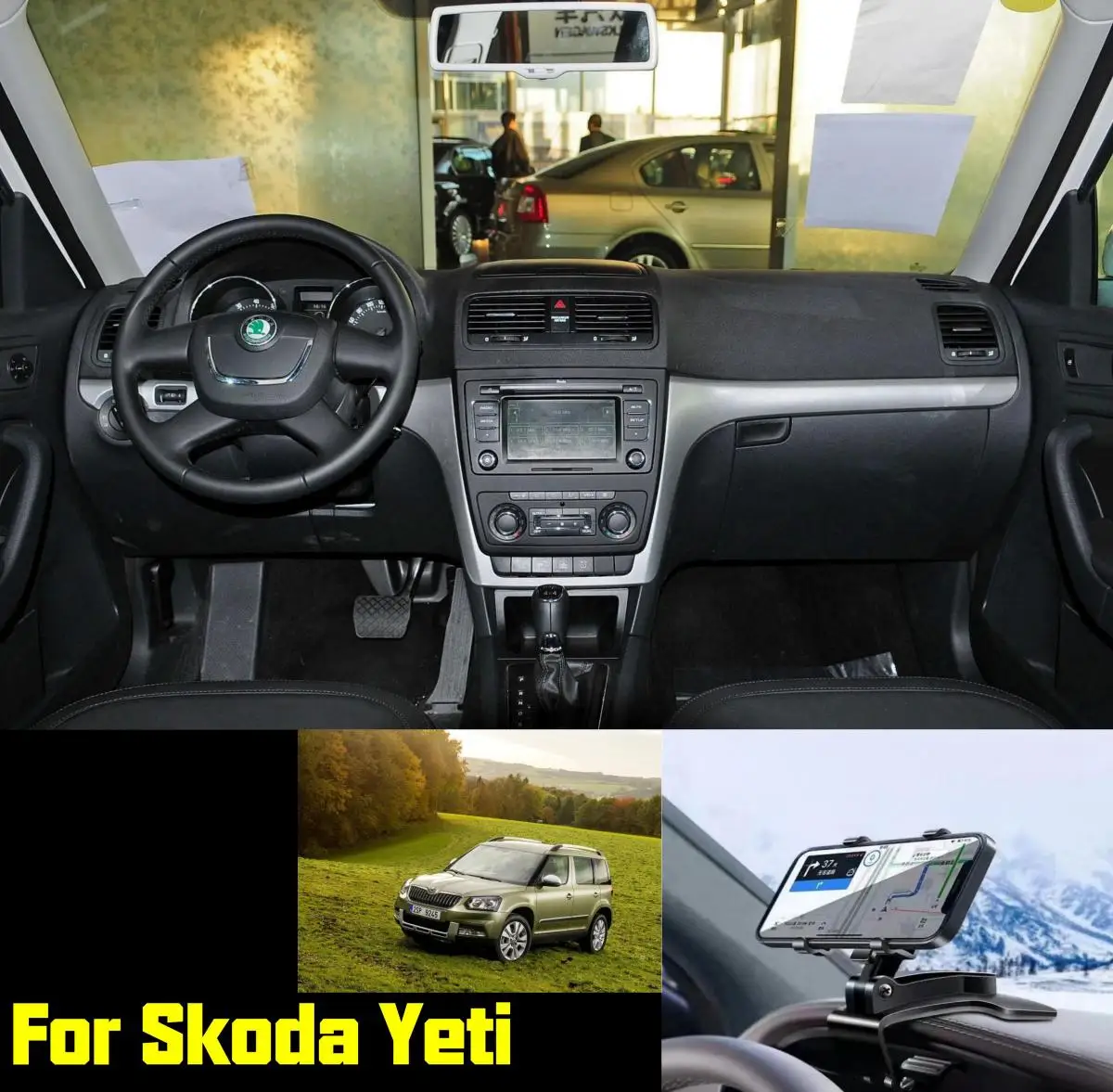 

Car mobile phone navigation stand for Skoda Yeti can be installed on the rearview mirror, dashboard and sun visor
