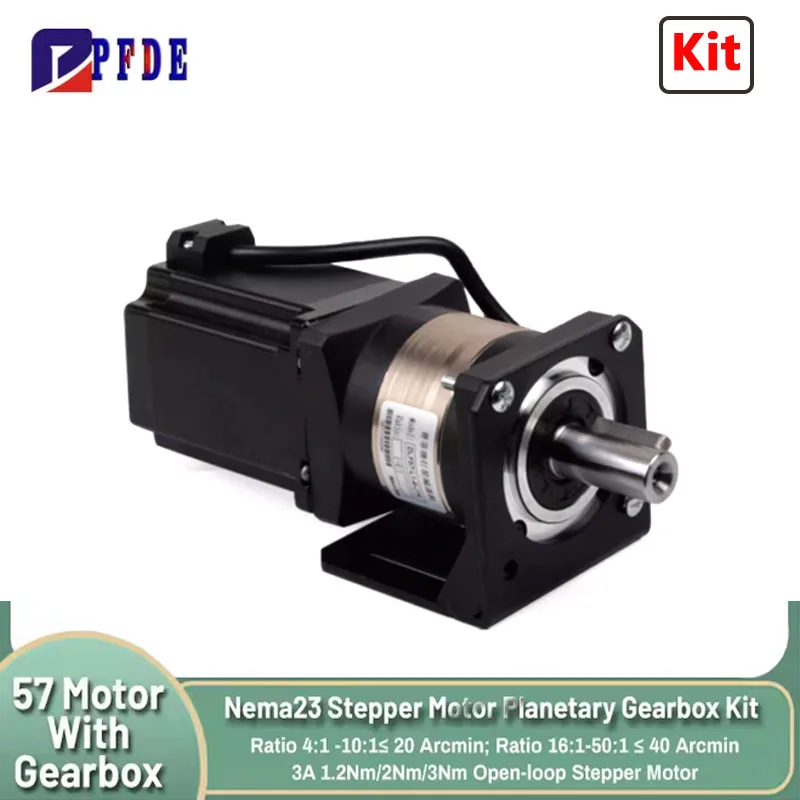 Nema23 Stepper Motor+Planetary Gearbox Kit, Reducing Speed Increasing Torque for CNC Router Manipulator Milling Machine 1.2~2.8N