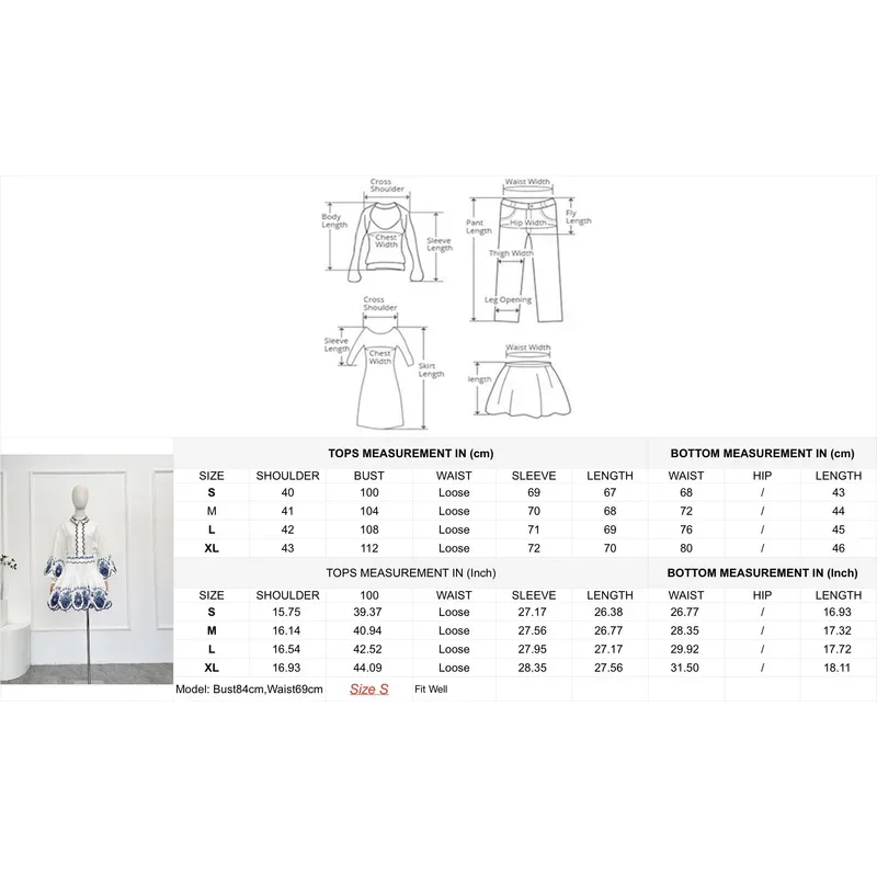 2025 New Fashion White Hollow Embroidery Long Sleeve Blouse Top and Mini Skirt Set