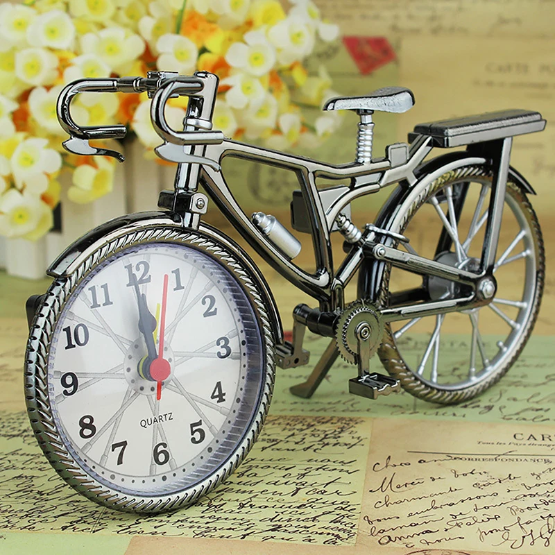Home Garden New Vintage Arabic Numeral Bicycle Shape Creative Table Alarm Clock Home Decor Room Desktop Decoration Crafts