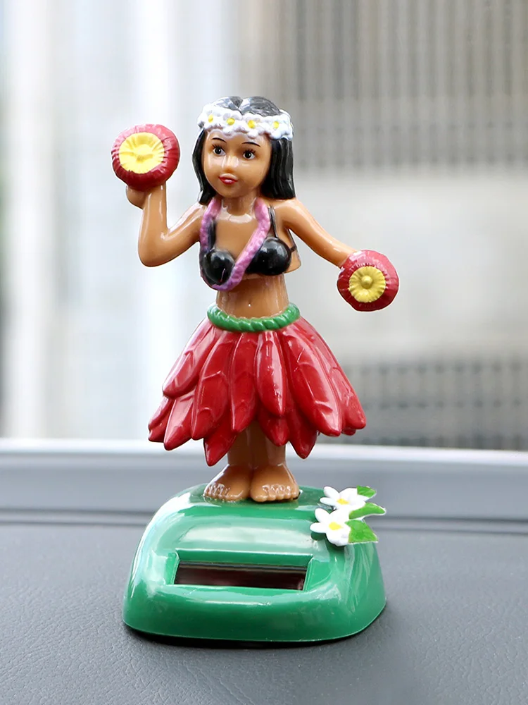 Decompression Auto Interior Car Decoration Car Ornaments Hula Solar Interior Accessories Shaking Head Toy Hawaii Girl