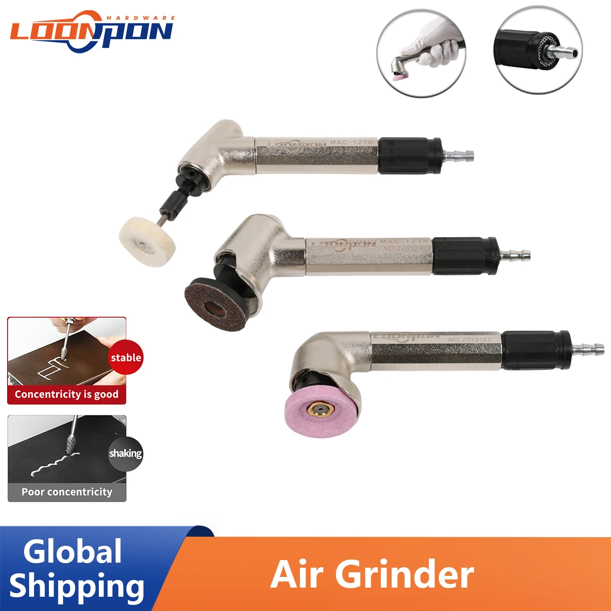 Loonpon Pneumatic Tools Die Grinder Air Tool Air Grinder Set Multifunctional Cutting Grinding Polishing Machine