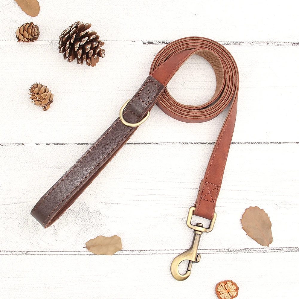 Personalisiertes Hundehalsband mit Leine aus PU-Leder, inklusive Laufleine, kostenlose individuelle Haustier-ID-Halskette für kleine und große Hunde, Mops – Detail 26