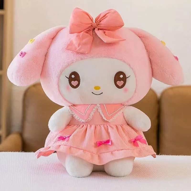 Новая плюшевая кукла Sanrio Kawaii Kuromi, мягкая детская спальная кровать для девочек, мультяшная подушка, мелодия, милое украшение для комнаты,