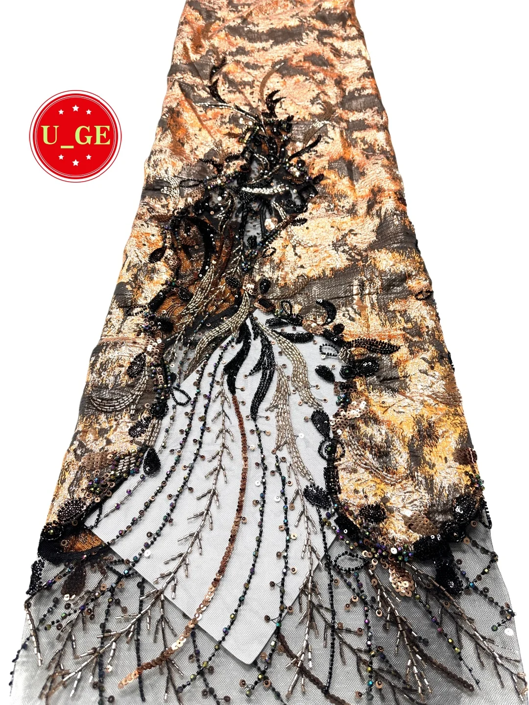 

2026Luxury Mixed colors Soft Mesh Jacquard Lace Fabric with Sparkling Stones–Ideal for Wedding Party Dresses U_Ge5698