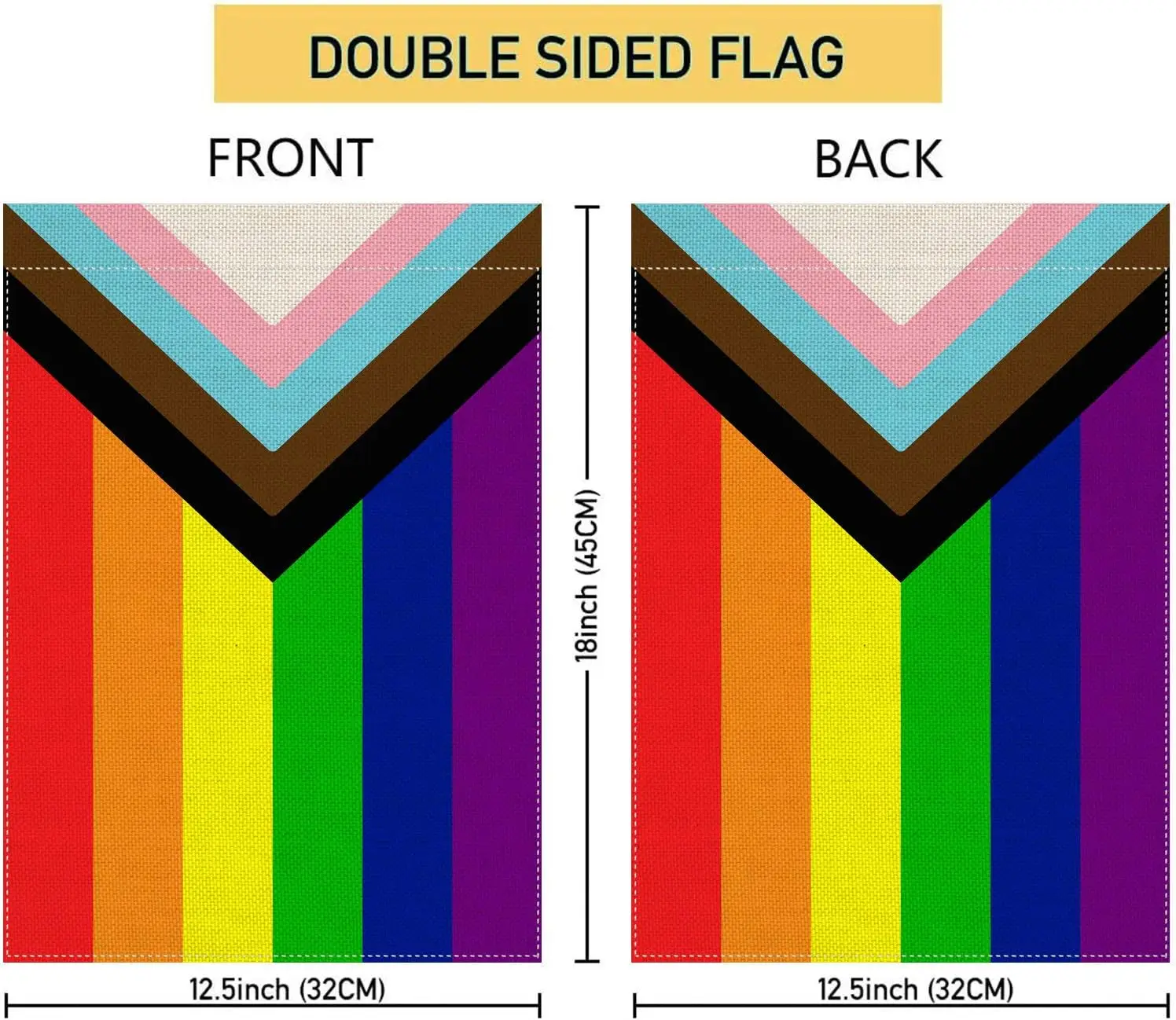 Progress Pride Rainbow Flag LGBTQIA+ Garden Double Sided Flag Home Yard Burlap Decoration 12.5 x 18 Inch