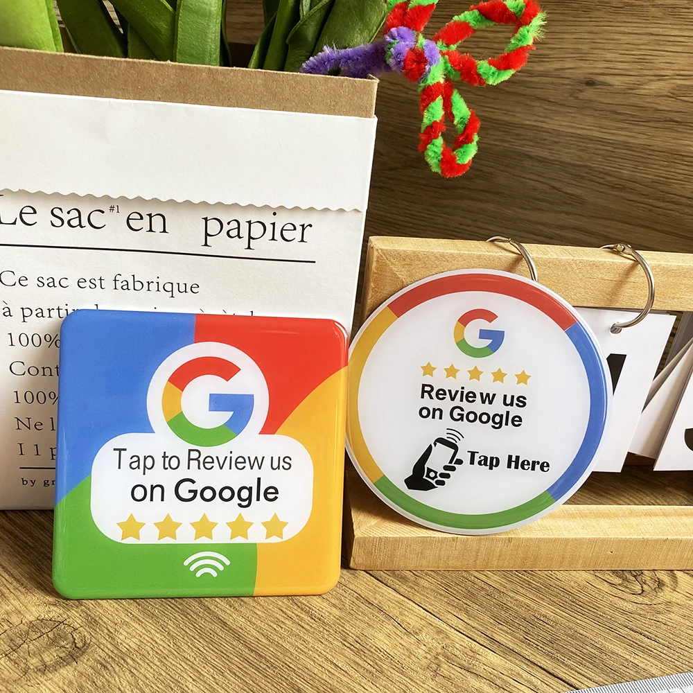 

3.93" Epoxy Waterproof One Tap Google Review Sticker Google Review NFC Plate