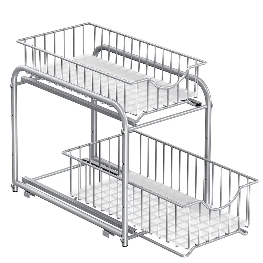 

2Tier Pull Out Cabinet Organizers, Under Sink Organizer, Bathroom Organizer and Storage, Sliding Basket Drawers, Stackable for K