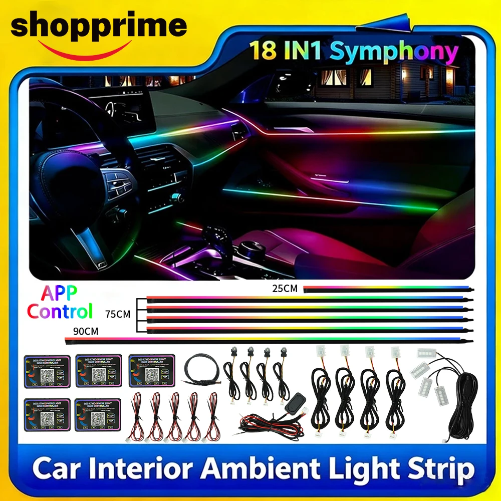 

6/10/18 In 1 Symphony Ambient Lights Acrylic Strips RGB 213 64 Color Neno Car Atmosphere Decorative Lamp Music Sync