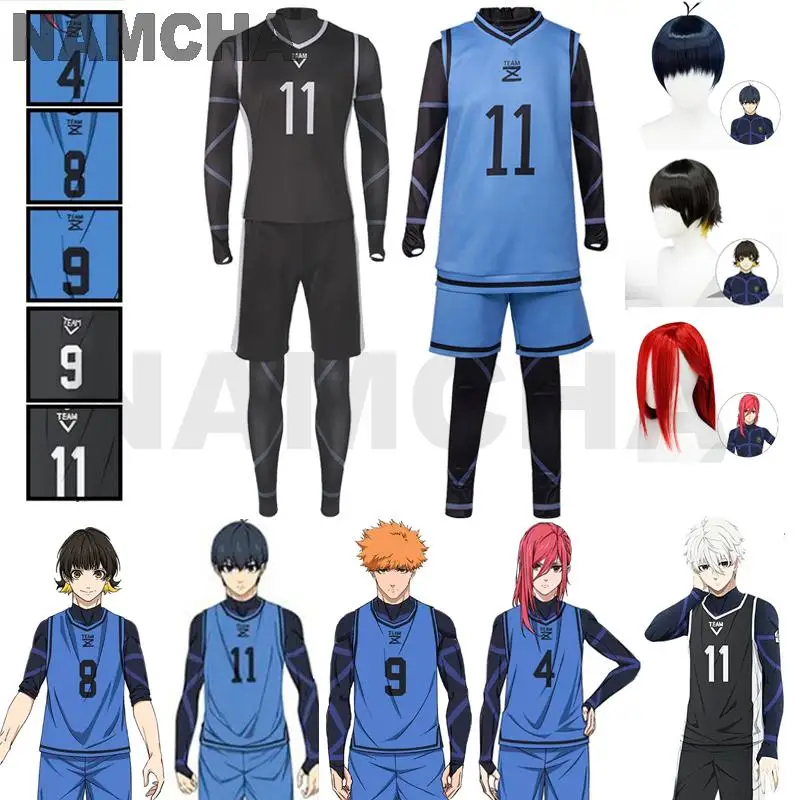 

Blue Lock Anime Cosplay Costume Isagi Yoichi Nagi Chigiri Rensuke Kunigami Bachira Megur Jumpsuit Football Club Sportswear Wig