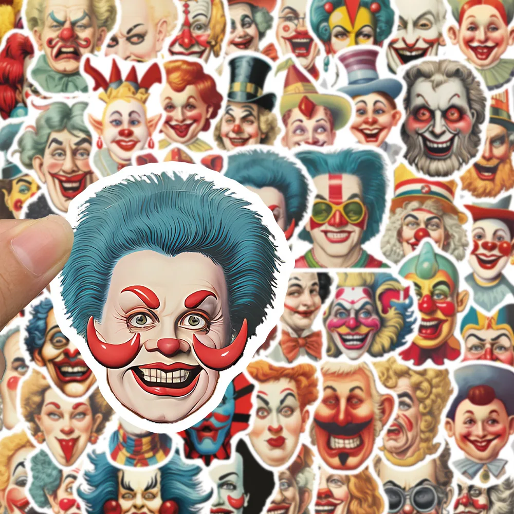 10/30/50PCS Cute Fun Amusement Park Clown Cartoon Decals Toys DIY Suitcase Skateboard Phone Luggage Bike Stickers Gift