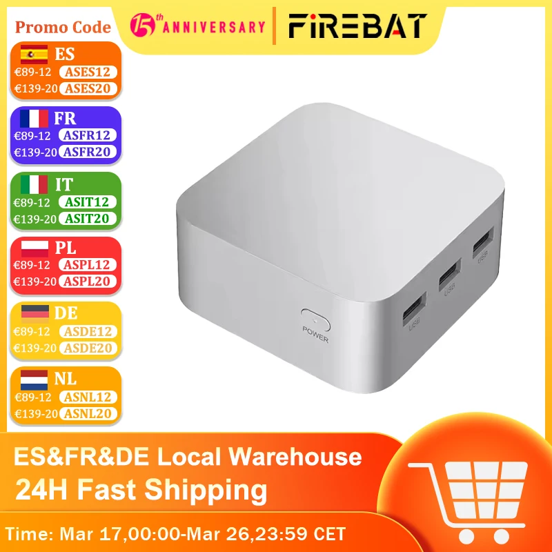 FIREBAT T8 PLUS Mini PC Gamer Intel N100  CPU Windows 11 Mini PC Gaming DDR4 16GB RAM 512GB SSD NVME M2 WIFI5 BT4.2 Desk