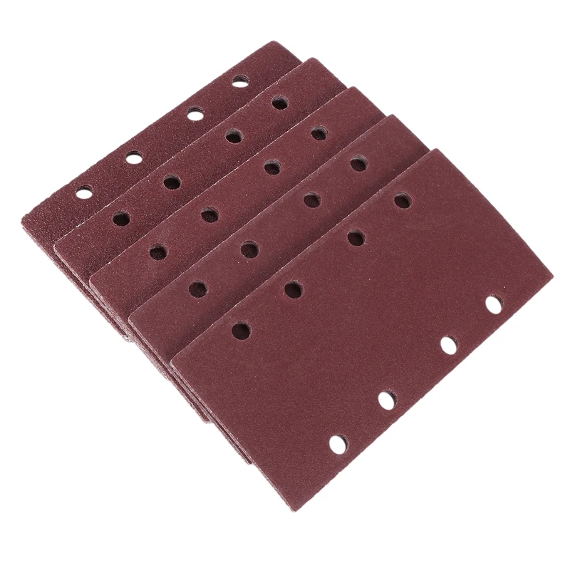 25 Pcs di Levigatura Pad, carta abrasiva Gancio e Anello di Sabbia Copriletto 93x185mm Perforato 8 Fori Grana 40/60/80/120 fit Copriletto Orbitale Levigatrice