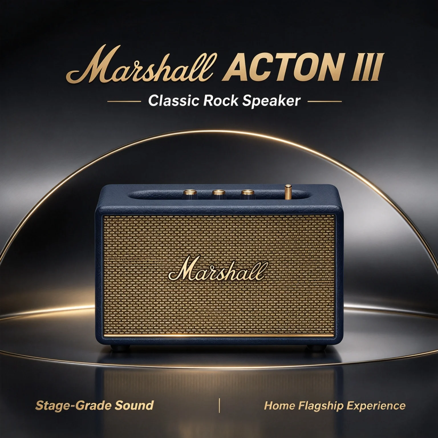 Marshall Acton III Complete Speaker Set, Retro Rock Style Bluetooth Speaker, Wide Stereo Soundstage, All-In-One Package for Home