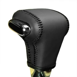 Black Leather Car Gear Head Shift Collars Cover for Volkswagen Golf 6 Passat Tiguan Touran Polo Automatic Gear Shift Knob Case