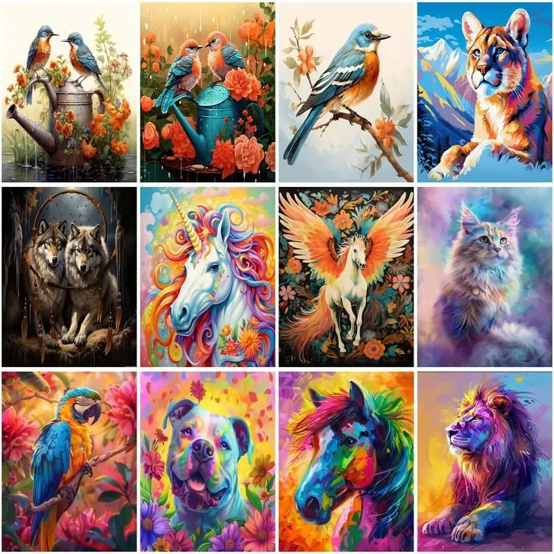 

CHENISTORY Painting By Numbers Animal Acrylic For Adults Wall Art Paint By Numbers Flower Bird Cat Home Decoration 60x75cm DIY G