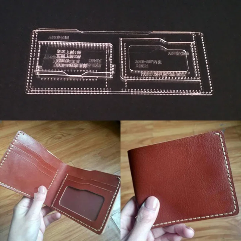 1set DIY Acrylic Leather Template Home Handwork Leathercraft Sewing Pattern Tools Accessory Wallet 110x95x10mm