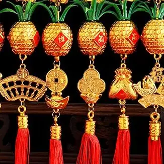 2026 سنة الحصان الجدار الشنق سيارة زخرفة السنة الصينية الجديدة الذهب الأحمر الأناناس قلادة محظوظ الديكور هووسورمينغ الهدايا #1