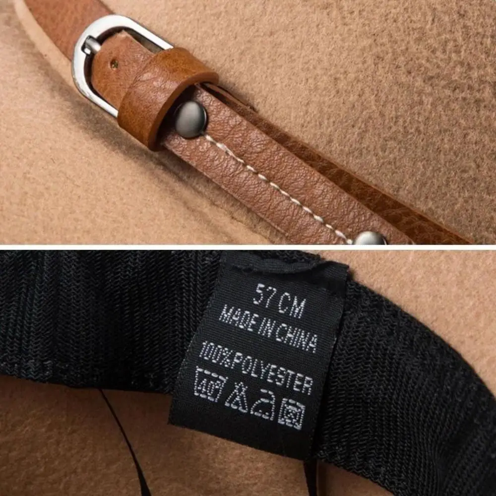 Mode Mit Gürtel Schnalle Filz Fedora Hüte Vintage Breite Krempe Panama Kappe Elegante Weiche Jazz Hut Männer Frauen – Detail 15