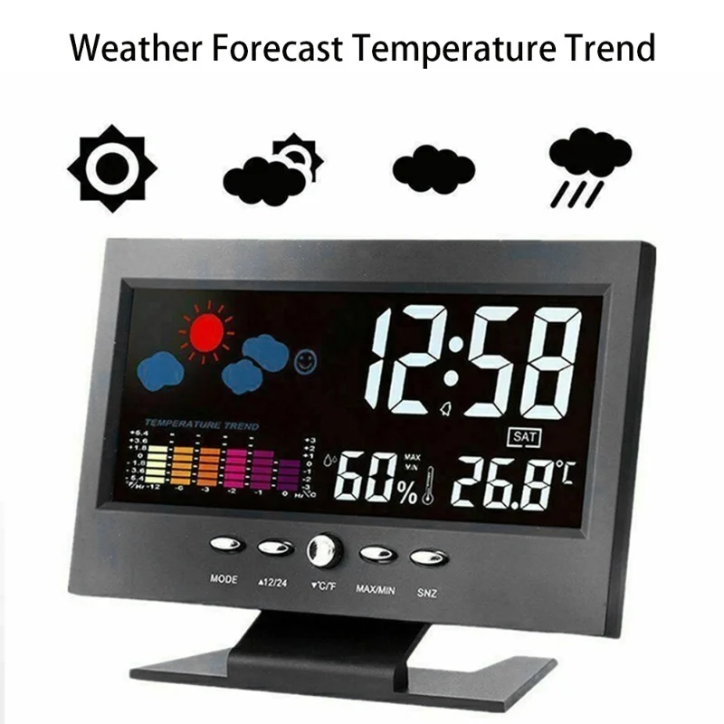 F2 Intelligent Digital Display Weather Clock Wireless Temperature Humidity Meter With Calendar Color