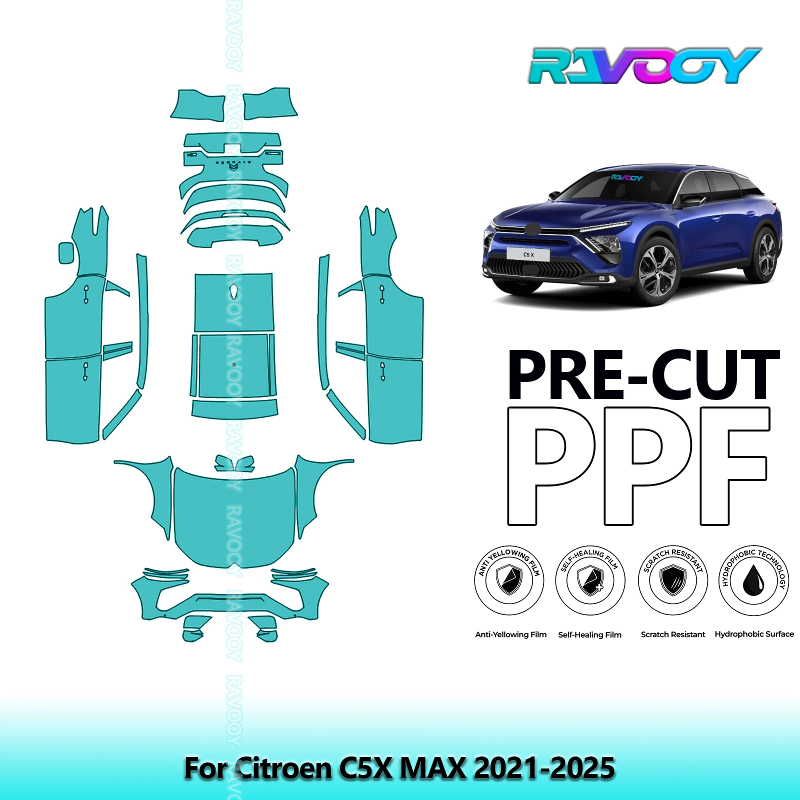 

Full Vehicle Clear Bra Precut PPF Paint Protection Film For Citroen C5X MAX 2021-2025