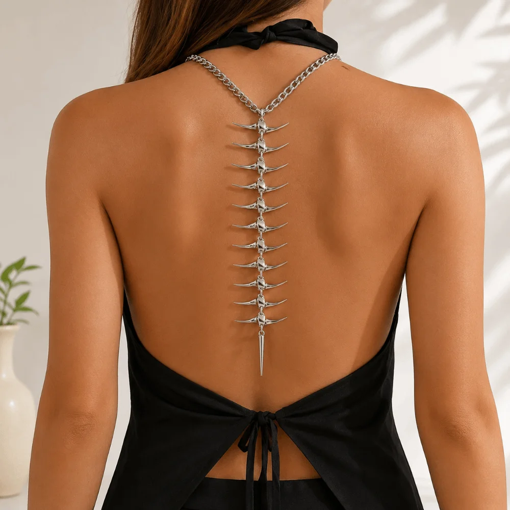 Alloy Construction Thorn Skeleton Necklace Link Chain Style Skeleton Design Link Chain Charm Bangle Charm Bangle