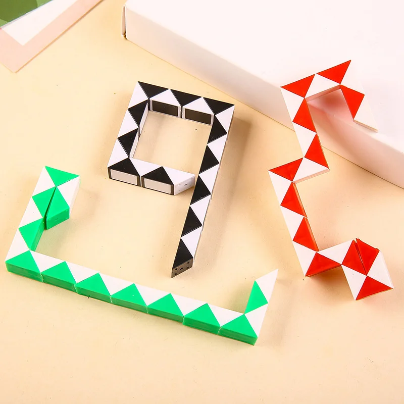 6Pcs Children's Puzzle Transformation Magic Snake Folding Cube Twist Toy 24 Section Versatile Magic Ruler Stress Relieving Toy