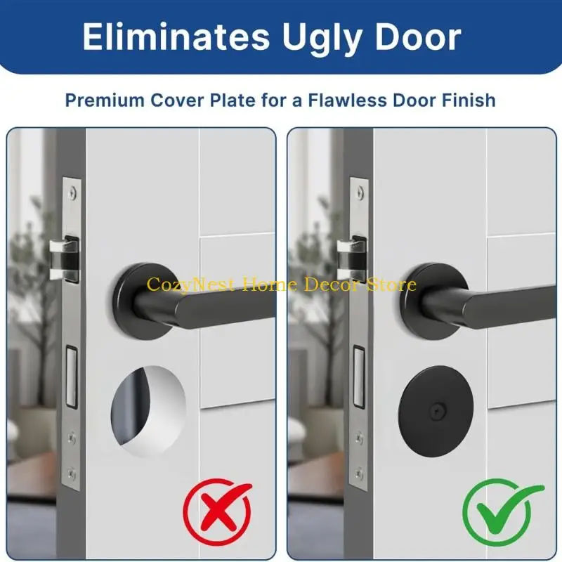 92MF 2Pcs Stainless Steel Door Lock Hole Cover Plate Door Knobs Hole Deadbolts Cover For Enhances Security And Privacy
