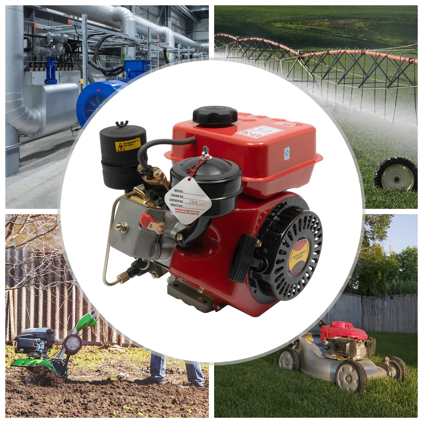 محرك ديزل أحادي الأسطوانة 4 أشواط 3 حصان 2.2 كيلو وات 196CC، محرك ديزل بنظام بدء الارتداد لعربة الذهاب، دراجة صغيرة، حديقة #3