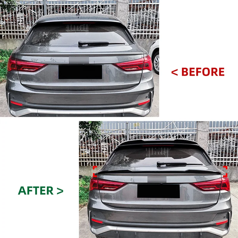 Gloss Car Rear Trunk Top Spoiler Wing Roof Spoilers For Audi Q3 Sportback 2019 + DUCK Tail DUCKBILL Tail Tailgate Spoilers lip