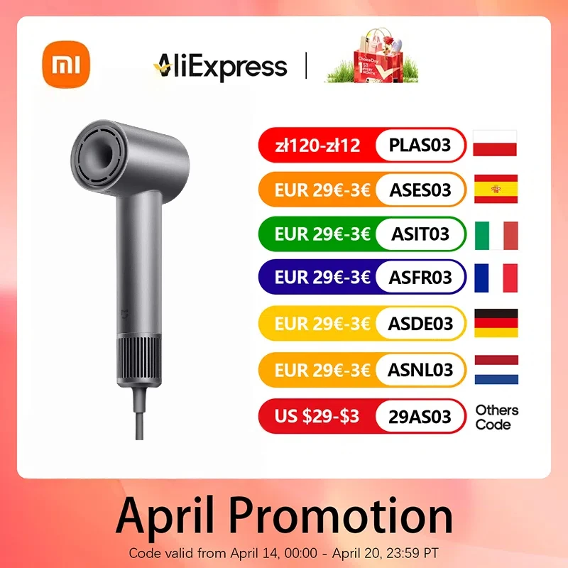 

XIAOMI High Speed Hair Dryer H501 Negative Ion Hair Care 110000 Rpm Dry 220V CN Version (With EU Adapter) 62m/s wind speed