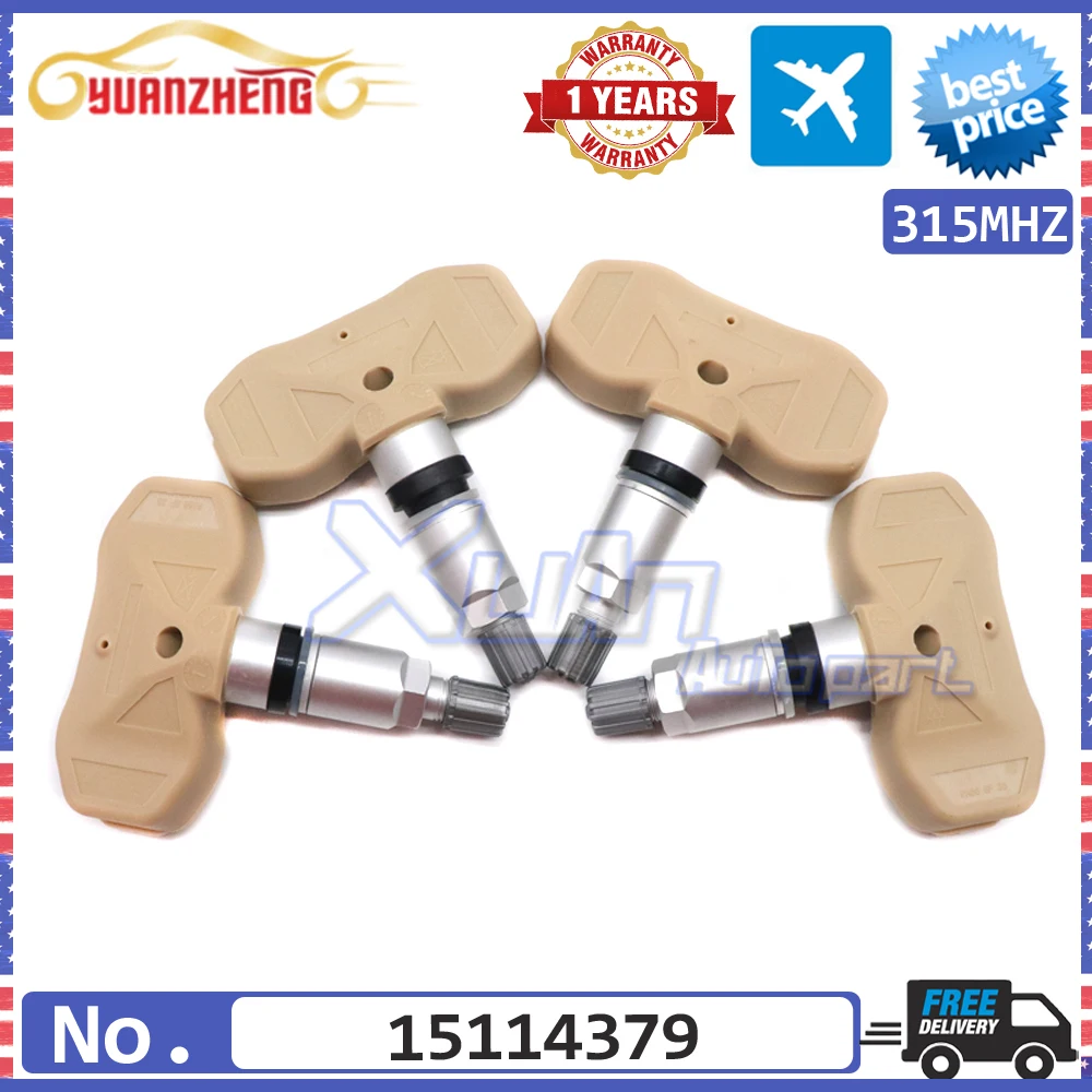 1/4 Stuks Nieuwe Tpms Bandenspanning Sensor 15114379 Voor Gmc Sierra Yukon Cadillac Chevrolet Tahoe Suburbane Lawine 315Mhz 05-06