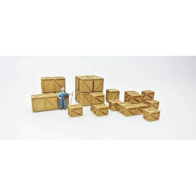 1/64 1/87 HO Simulation Cargo Box Wooden Frame Box Cargo Train Model Scene Station Rail Side Ornaments