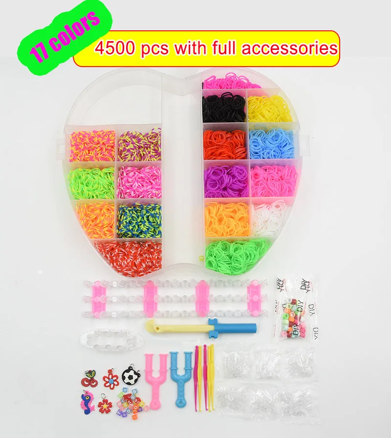 Box Packed! Rubber Bands Weaving Set DIY Toys Loom Craft Kid Bracelet Braid Silicone Elastic Weave Bands Gifts for Girls