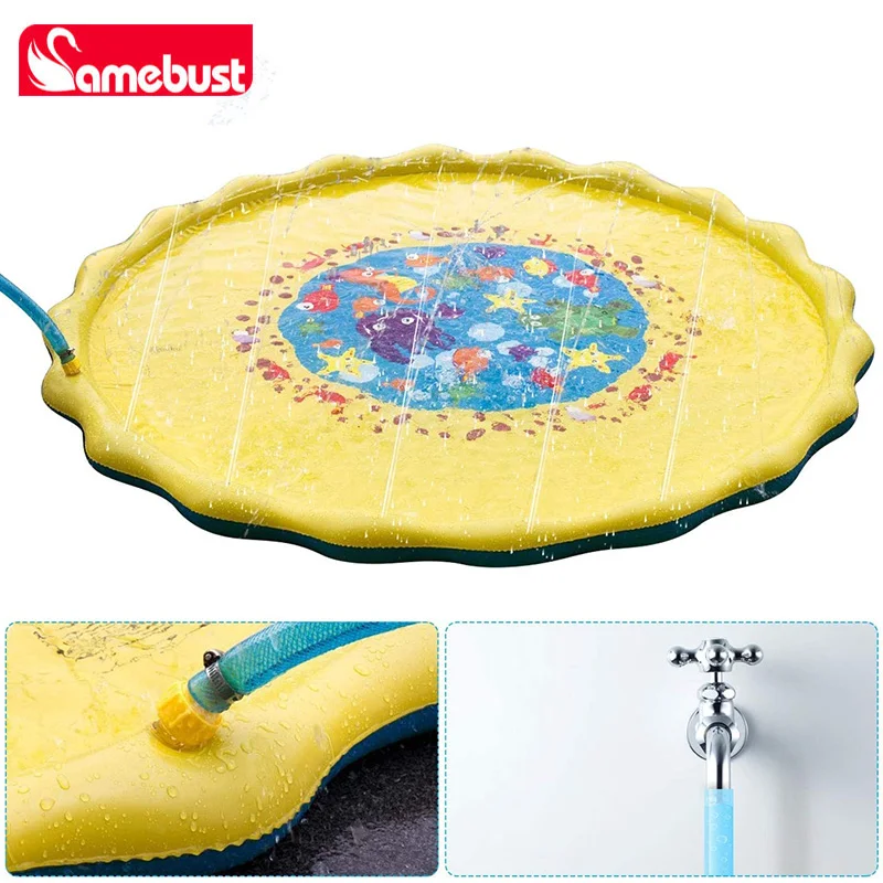แผ่นรองพ่นน้ำสำหรับเด็กเล่น ขนาด 100/170 ซม. ของเล่นเป่าลมสำหรับเล่นน้ำกลางแจ้ง ของเล่นสนามหญ้า สระว่ายน้ำ ของเล่นเด็ก