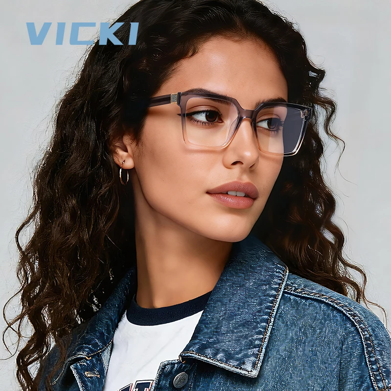 

VICKI Модные мужские и женские квадратные очки в большой оправе с возможностью настраиваемого по рецепту - мультифокальный анти-синий свет PFD2281