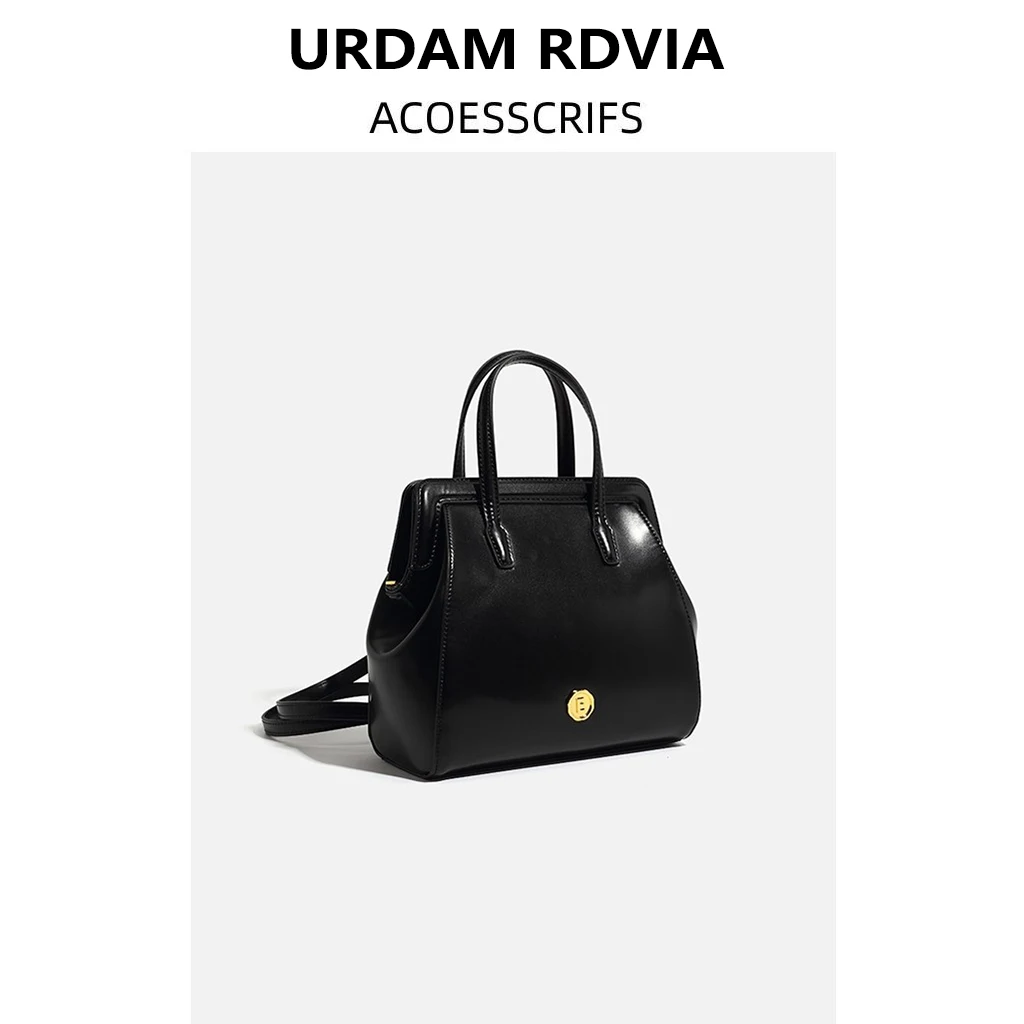 

URDAM RDVIA Genuine Leather Double oulder Bag Women's Commuter Handbag Versatile Bapa for College Students Bookbag