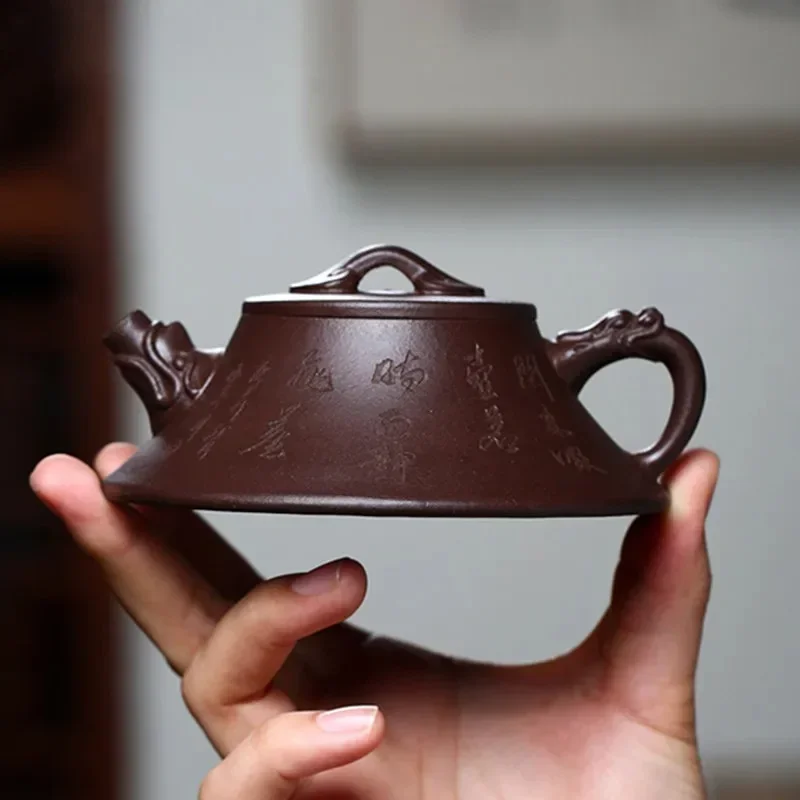 140ml Chinese Yixing Purple Clay Teapots Raw Ore Zhu Mud Stone Scoop Tea Pot Household Zisha Beauty Kettle Tea Set Accessories
