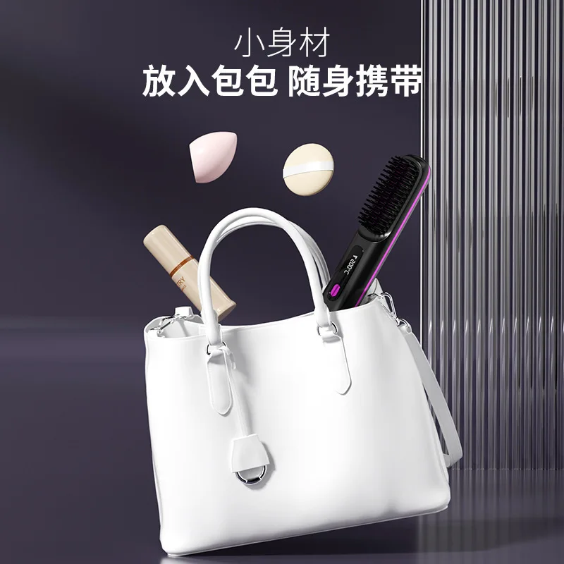 LCD Wireless Haarglätter Wiederaufladbare Keramik Elektronische Kamm MINI Haarglätter Tragbare Haar Kamm