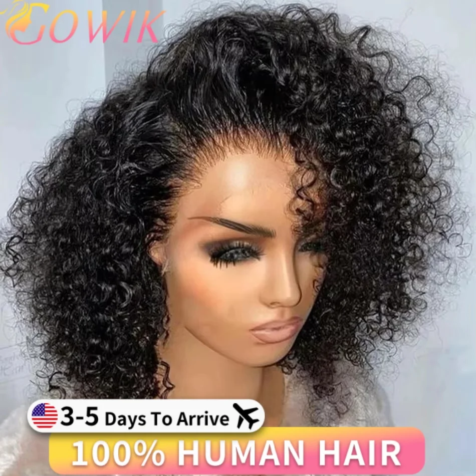 

200% Плотность Короткий вьющийся парик Боб 13x4 Прозрачный парик фронтальной части шнурка 100% человеческие волосы Глубокий парик Бразильские предварительно сорванные парики для женщин