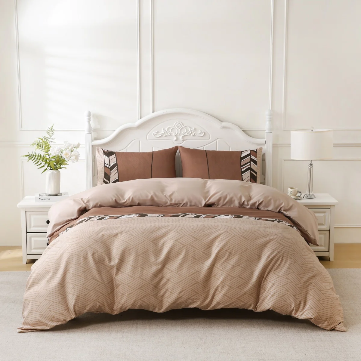 

Пододеяльник с геометрическим рисунком Twin King, современная абстрактная геометрическая линия, пододеяльник, 2/3 шт., двусторонний комплект постельного белья из микрофибры для кофе