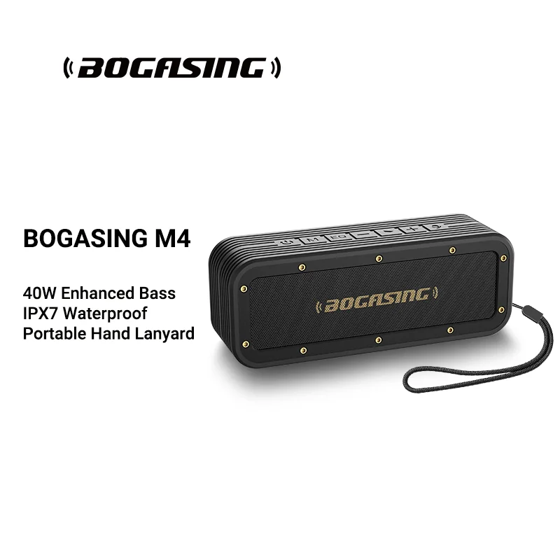 

BOGASING M4 Bluetooth Speaker with 40W HD Surround Stereo Sound, Enhanced Bass, IPX7 Waterproof, TWS, EQ, for Home, Outdoor