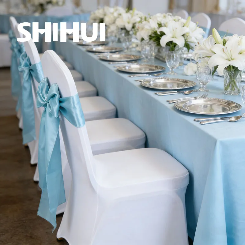 4/6/12/50/100 Pcs Chair Sashes Satin Bow Tie Ribbon Knot Seat Back Belt For Hotel Banquet Country Wedding Party Event Decoration