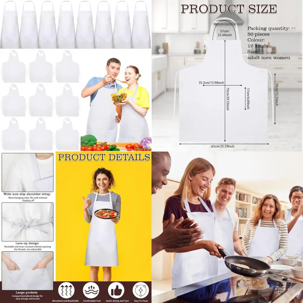 

Unisex Bulk Adult Chef Painting Kitchen Apron with 2 Pockets for Women Cooking, Ideal for Professional and Home Use