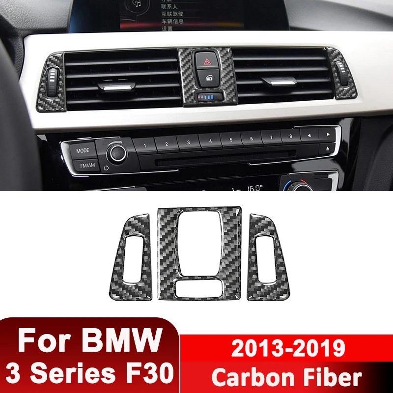

For BMW 3 Series F30 2013-2019 Carbon Fiber Car Center Air Outlet Vent Adjustment Panel Frame Decorative Sticker Interior Parts