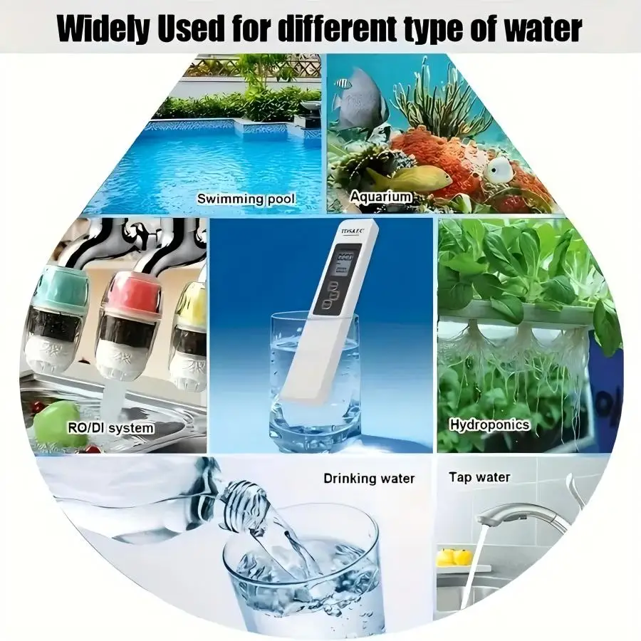 3-in-1 Water Quality Test Pen - TDS, EC & Temperature Measurement for Drinking Water Purity, Digital Display, Battery Operated