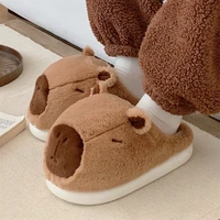 XIXITIAO Cute Cartoon Capybara Slippers For Women Man Winter Home Warm Indoor Footwear Fashion Closed-toe Plush Platform Shoes