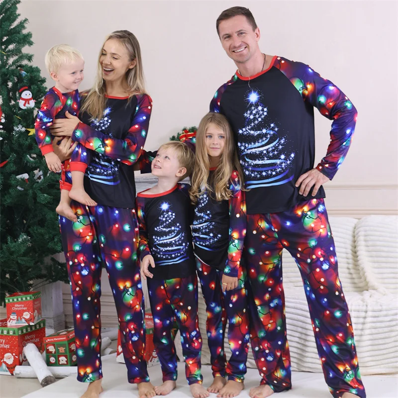 Pyjama de Noël Famille Assorti 2026 en coton avec motif cerf